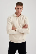 DEFACTO Comfort Fit Zippered Stand-up Collar Sweatshirt