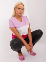 Light purple and fuchsia blouse plus size