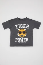 DEFACTO Baby Boy Crew Neck Tiger Patterned Short Sleeve T-Shirt