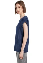 Women's T-shirt with extended shoulder navy blue