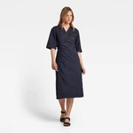 G-STAR Šaty - V-neck midi wrap dress modré