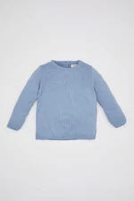 DEFACTO Baby Boy Blue Crew Neck Basic Plain Sweater