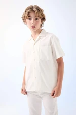 DEFACTO Boy Oversize Fit Wide Pattern Polo Collar Short Sleeve Shirt