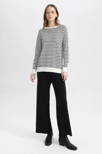 DEFACTO Relax Fit Elastic Waist Wide Leg Basic Knitwear Trousers