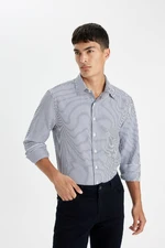 DEFACTO Modern Fit Polo Collar Crinkle Long Sleeve Shirt