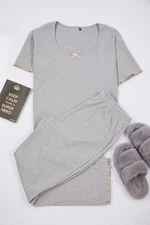 Trendyol Curve Gray Square Collar Camisole Knitted Pajama Set