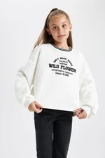 DEFACTO Girl Oversize Fit Crew Neck Printed Sweatshirt