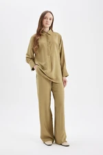 DEFACTO Wide Leg Wide Leg Elastic Waist Laced Basic Plain Trousers