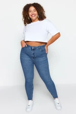 Trendyol Curve Blue Rise Waist Pocket Detailed Flexible Skinny Jeans