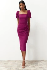 Trendyol Purple Waist Detailed Body-Fitting Woven Dress