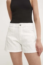 Džínové šortky Answear Lab dámské, bílá barva, vzorované, high waist