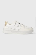 Kožené sneakers boty Tommy Hilfiger ESSENTIAL BASKET SNEAKER bílá barva, FW0FW07684