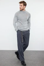 Trendyol Gray Slim Fit Half Turtleneck Raglan Sleeve Plain Basic Knitwear Sweater