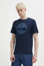 Bavlněné tričko Timberland tmavomodrá barva, s potiskem, TB0A2C2RZ021