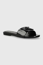 Pantofle Calvin Klein Jeans FLAT SANDAL SLIDE MG MET dámské, černá barva, YW0YW01348