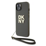 Zaní kryt DKNY PU Leather Stack Logo Wrist Strap pro Apple iPhone 14, zelená