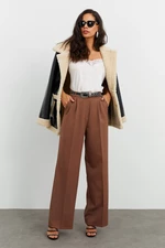 Cool & Sexy Women's Brown Palazzo Woven Trousers MLK01