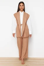 Trendyol Brown Inside Tie Linen Look Kimono-Pants Woven Suit