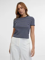 Navy blue women's striped T-shirt ORSAY