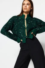 Trendyol Green Soft Textured Gradient Knitwear Cardigan