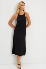 Cool & Sexy Women's Black Wrap Halter Neck Midi Dress