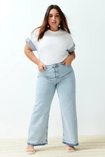 Trendyol Curve Light Blue Leg Color Block Wide Cut Jeans