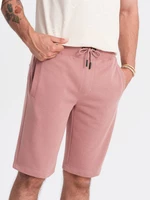 Ombre Men's BASIC cotton sweat shorts - dark pink