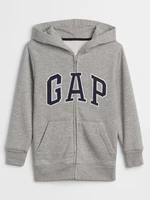 Šedá klučičí dětská mikina GAP Logo zip hoodie