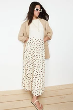 Trendyol Ecru Lined Animal Polka Dot Pleated Woven Skirt