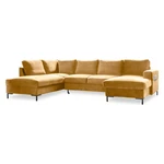 Musztardowożółta aksamitna rozkładana sofa w kształcie litery "U" Miuform Lofty Lilly, lewostronna