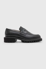 Kožené mokasíny AllSaints Lola Loafer dámské, černá barva, na platformě, WF774Z