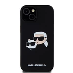 Zadní kryt Karl Lagerfeld Liquid Silicone Double Heads Magsafe pro Apple iPhone 15, černá