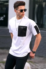 Madmext pánské tričko s kapsou v bílé barvě