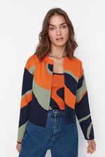 Trendyol Orange Patterned Blouse- Cardigan Knitwear Suit