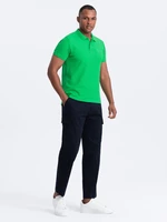 Ombre Men's BASIC single color pique knit polo shirt - neon green
