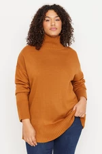 Trendyol Curve Cinnamon Turtleneck Off Shoulder Knitwear Sweater