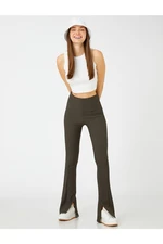 Koton Wide Leg Pants High Waist Slit Detailed