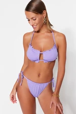 Trendyol Lilac pánt nélküli kivágott / ablak bikini felső