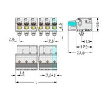 Zásuvkový konektor na kabel WAGO 2721-212/008-000, 89.00 mm, pólů 12, rozteč 7.50 mm, 25 ks