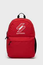 Batoh Superdry dámský, červená barva, velký, s aplikací