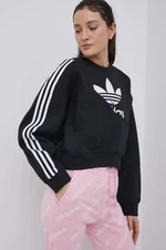 Mikina adidas Originals Adicolor HC4622 dámská, černá barva, s potiskem, HC4622-BLACK