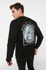 Trendyol Black Men's Relaxed Fit Crewneck Thick Sweatshirt.