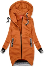 Sportliche Sweatjacke in lange Form terrakotta