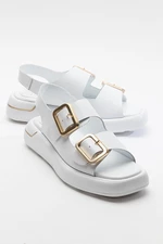 Dámské bílé kožené sandály LuviShoes FURIS