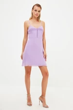 Trendyol Lilac knoflík Detailní večerní šaty