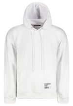 Trendyol Basic White Oversize/Wide-Fit Hooded Labeled Fleece Inner Sweatshirt