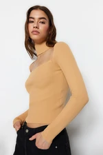 Trendyol Beige Choker Collar Knitwear Sweater