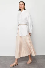 Trendyol Ecru Pleated Woven Skirt