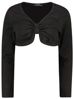 Trendyol Black Super Crop V Neck Knitted Blouse