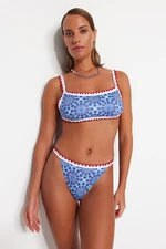 Trendyol geometrikus mintás hímzett magas szárú bikini alsó